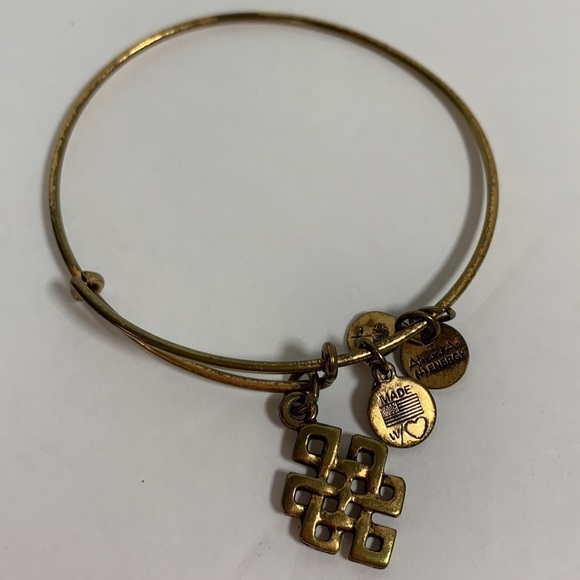 Alex and Ani Buddhist Eternity Knot Charm Bracelet - Gold Finish, Expands - Picture 2 of 3